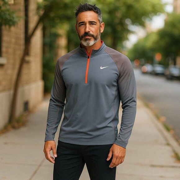 Nike Golf Tour Performance Dri-Fit 1/4 Pullover Grey / Orange 687006-021 Men's L - Picture 10 of 10